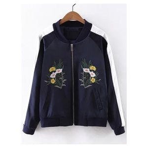 FLORAL EMBROIDERED BOMBER JACKET